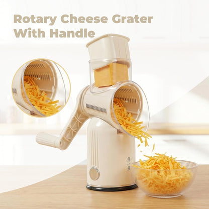 Rotary Cheese Grater 5 Blades Mandoline Slicer for Vegetable, Green