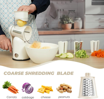 Rotary Cheese Grater 5 Blades Mandoline Slicer for Vegetable, Green