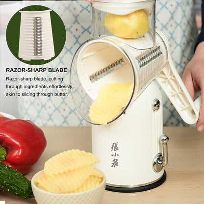 Rotary Cheese Grater 5 Blades Mandoline Slicer for Vegetable, Green