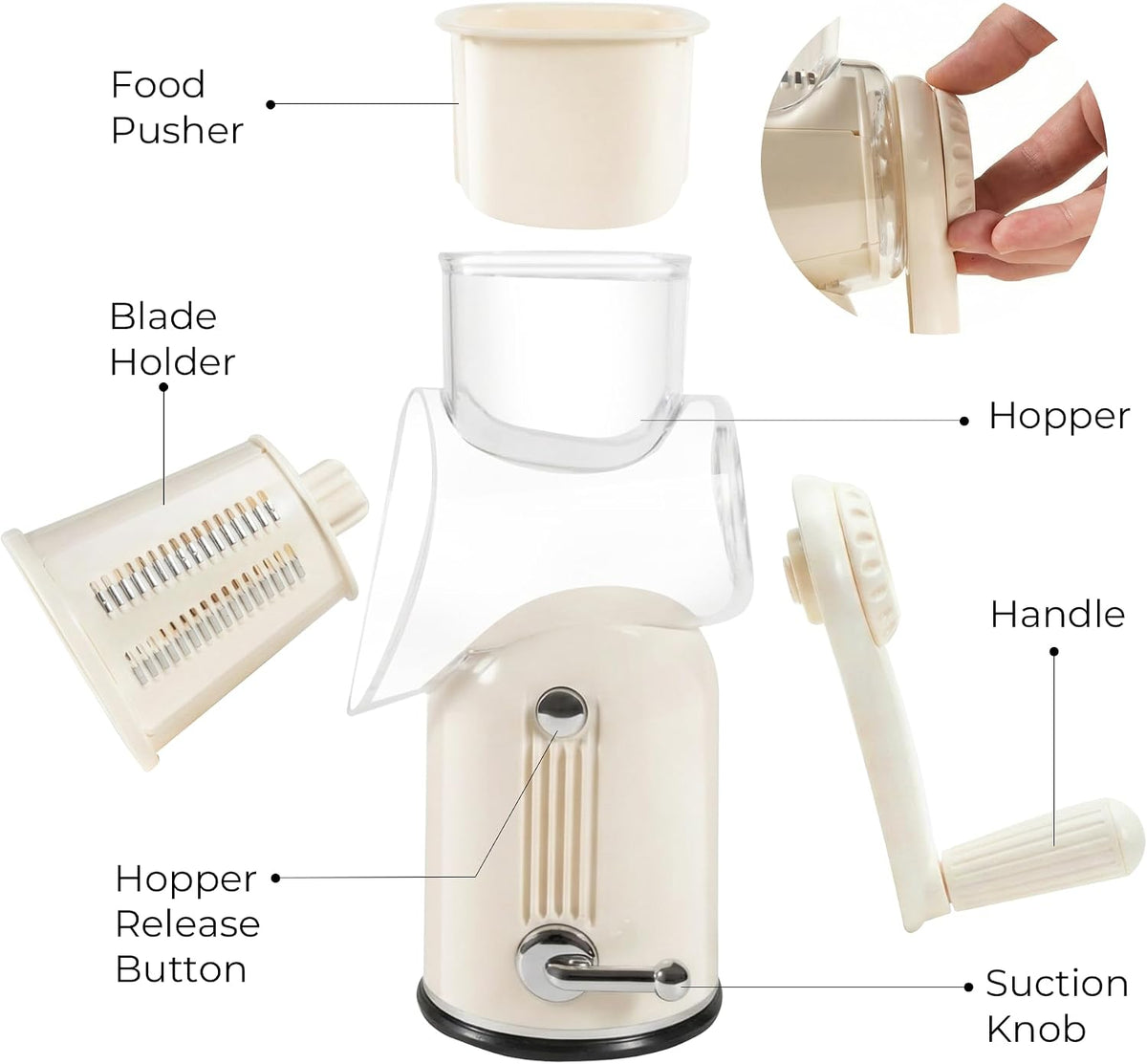Rotary Cheese Grater 5 Blades Mandoline Slicer for Vegetable, Green