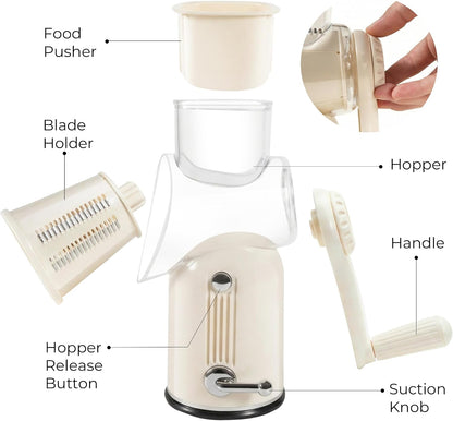 Rotary Cheese Grater 5 Blades Mandoline Slicer for Vegetable, Green