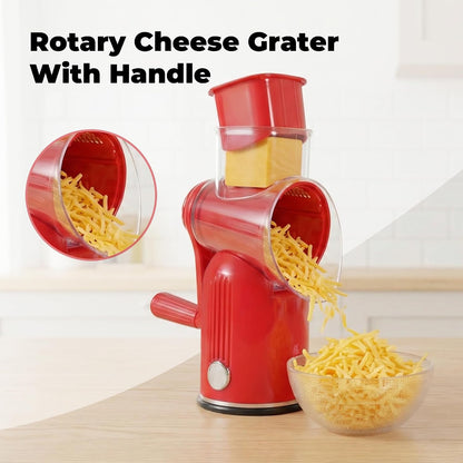 Rotary Cheese Grater 5 Blades Mandoline Slicer for Vegetable, Green