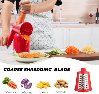 Rotary Cheese Grater 5 Blades Mandoline Slicer for Vegetable, Green