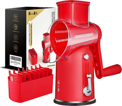 Rotary Cheese Grater 5 Blades Mandoline Slicer for Vegetable, Green