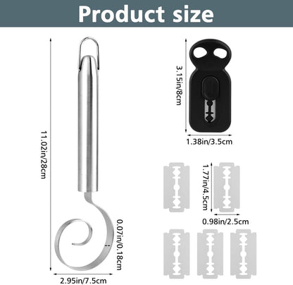 11 Inch Seamless Danish Dough Whisk, Stainless Steel Dough Whisk Tool for Sourdough, Cookies, Pizza, Pastry, Dishwasher Safe Dough Hook, with Bread Scoring Knife and 5 Blades