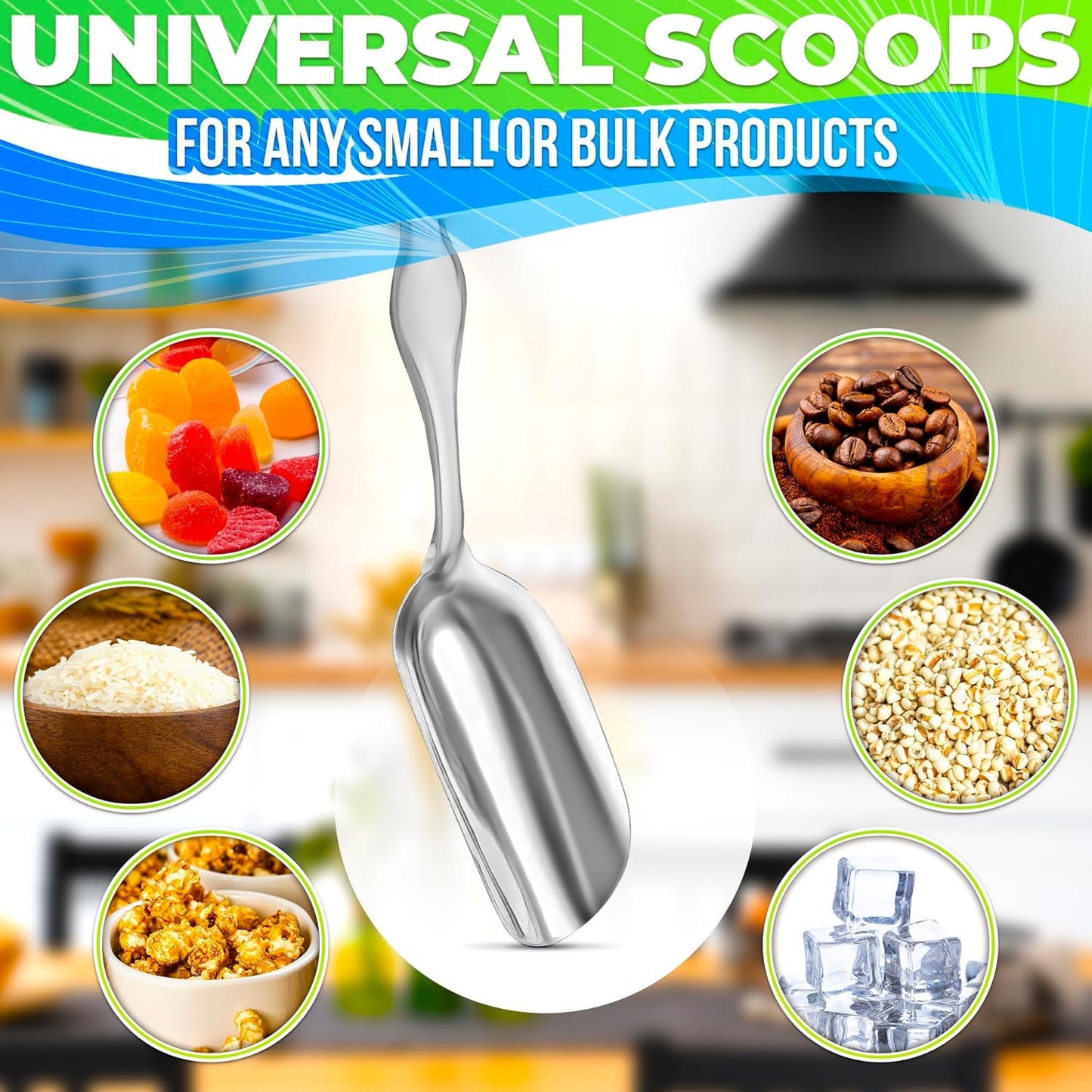 20 Pcs Mini Scoops for Candy, 5.8", Stainless Steel, Multipurpose | Small Topping Scoops; Stainless Steel; for Candy, Coffee, Cocoa, and Ice Cream; Food Scoopers for Kitchen and Parties