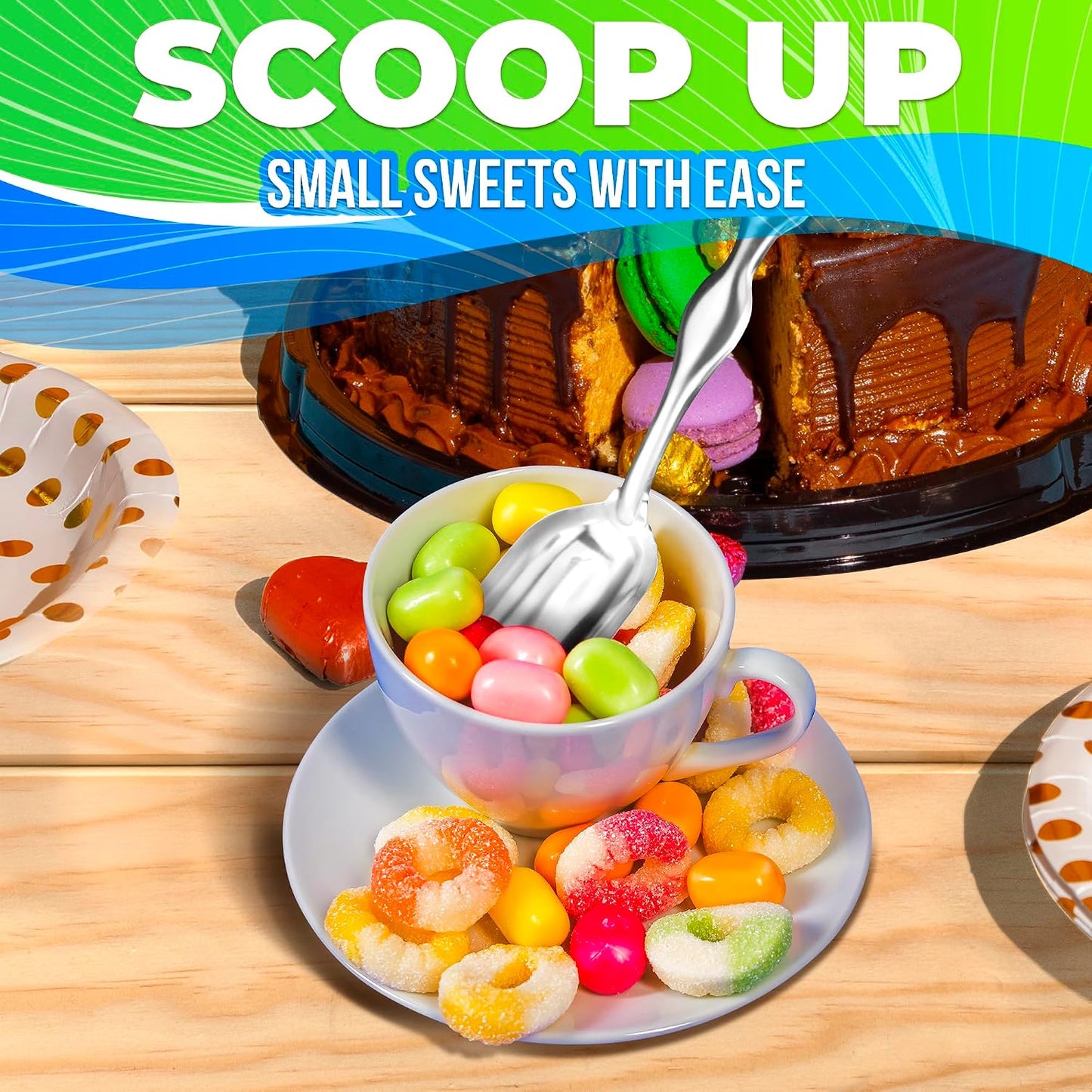20 Pcs Mini Scoops for Candy, 5.8", Stainless Steel, Multipurpose | Small Topping Scoops; Stainless Steel; for Candy, Coffee, Cocoa, and Ice Cream; Food Scoopers for Kitchen and Parties