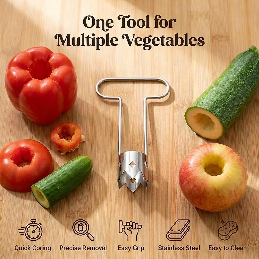 Red Bell Pepper Corer 2PCS, Jalapeno Apple Stainless Steel Core Remover