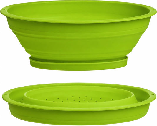 3.5 Cup Collapsible Mini Fruit Vegetable Colander Strainer Water Drainer (Green, 1- Pack)