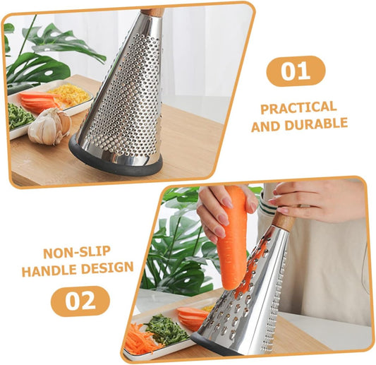 Kitchen Grater Cheese Grater with Handle Carrot Peeler Veggie spiralizer Manual Mandoline Slicer Cheese Slicer Cucumber Slicer Cone-Shaped Cheese Grater Truffle Wood Vertical