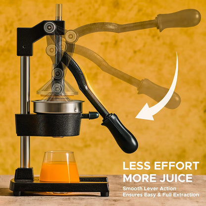 Manual Citrus Juicer - Professional Orange, Lemon, Lime & Pom Juice Extractor, Easy to Clean, Yellow