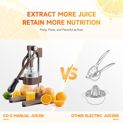 Manual Citrus Juicer - Professional Orange, Lemon, Lime & Pom Juice Extractor, Easy to Clean, Yellow