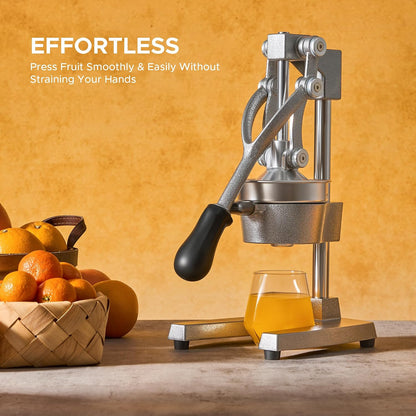 Manual Citrus Juicer - Professional Orange, Lemon, Lime & Pom Juice Extractor, Easy to Clean, Yellow