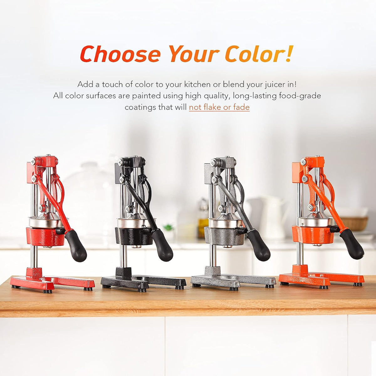 Manual Citrus Juicer - Professional Orange, Lemon, Lime & Pom Juice Extractor, Easy to Clean, Yellow