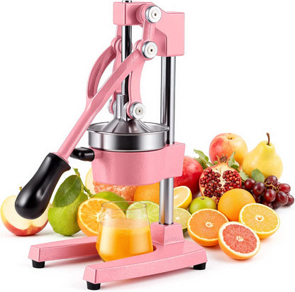 Manual Citrus Juicer - Professional Orange, Lemon, Lime & Pom Juice Extractor, Easy to Clean, Yellow