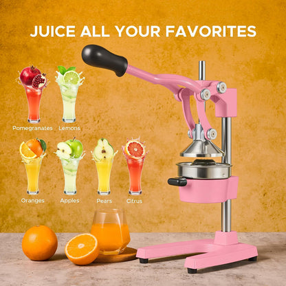 Manual Citrus Juicer - Professional Orange, Lemon, Lime & Pom Juice Extractor, Easy to Clean, Yellow