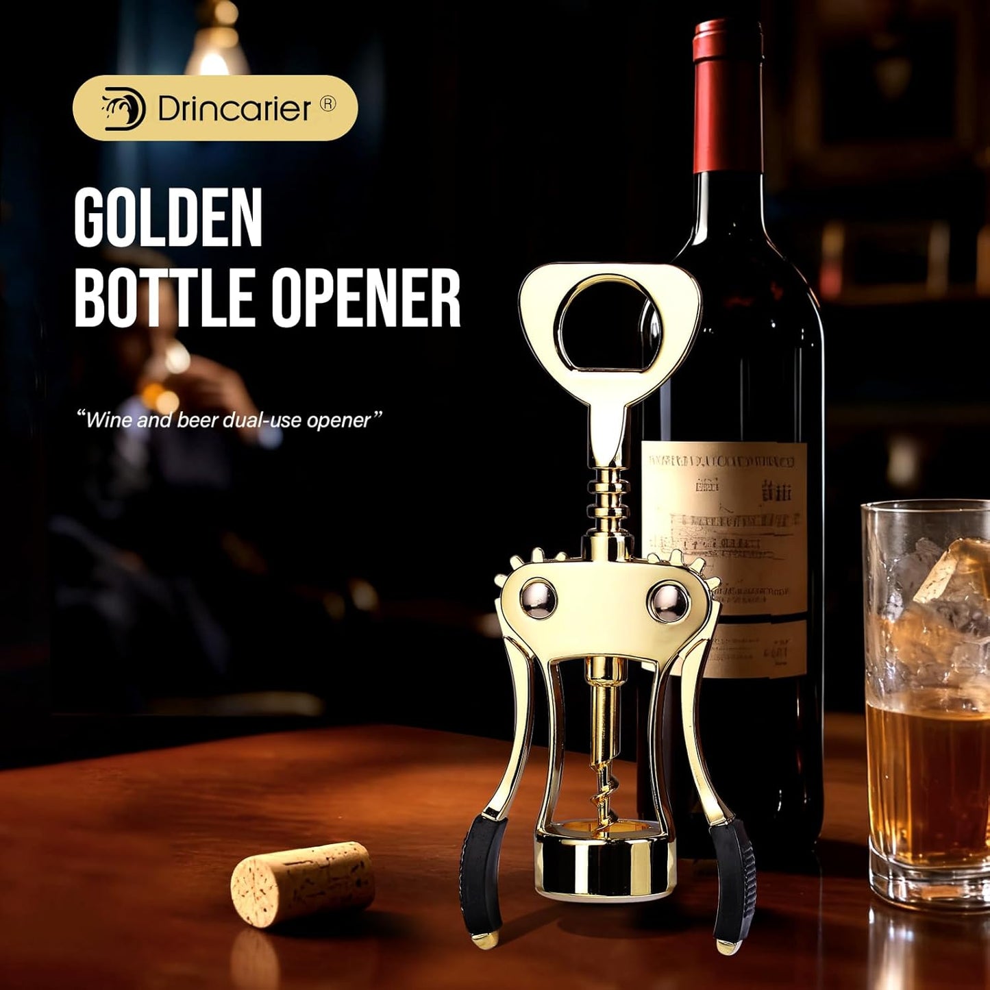 Wine Opener, Zinc Alloy Premium Wing Corkscrew with Multifunctional Bottles Opener, Sharp Wine Corkscrew with Ergonomic Non-Slip Wing Handle, Upgrade