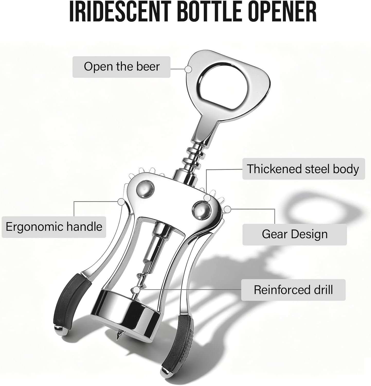 Wine Opener, Zinc Alloy Premium Wing Corkscrew with Multifunctional Bottles Opener, Sharp Wine Corkscrew with Ergonomic Non-Slip Wing Handle, Upgrade