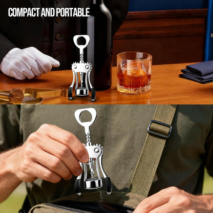 Wine Opener, Zinc Alloy Premium Wing Corkscrew with Multifunctional Bottles Opener, Sharp Wine Corkscrew with Ergonomic Non-Slip Wing Handle, Upgrade