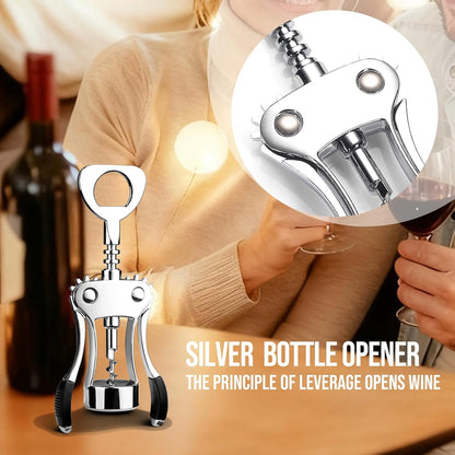 Wine Opener, Zinc Alloy Premium Wing Corkscrew with Multifunctional Bottles Opener, Sharp Wine Corkscrew with Ergonomic Non-Slip Wing Handle, Upgrade