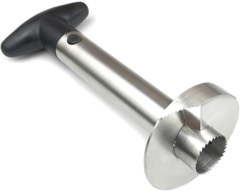 Pineapple Corer and Slicer – Stainless Steel Pineapple Cutter with Thick Sharp Blade and Ergonomic Handle – Easy to Use Pineapple Core Remover Tool for Perfect Fruit Rings (Black)