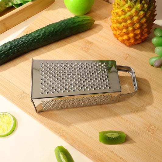 CALLARON Cheese Grater - Stainless Steel Vegetable Grater, 4 Side Ktichen Box Graters with Handle, Multifunction Cutter Slicer for Cheese, Potato, Fruit, Vegetable 3.5 x 7.9 inch