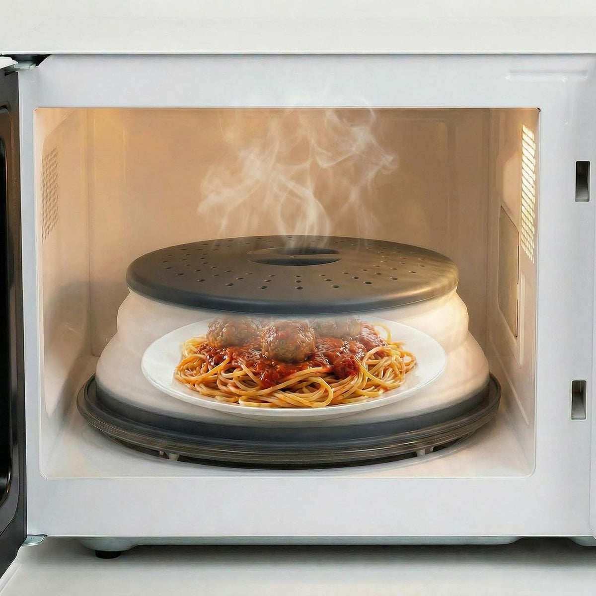 Collapsible Microwave Splatter Cover, Black, 10.5 inch