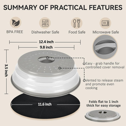 Collapsible Microwave Splatter Cover, Black, 10.5 inch