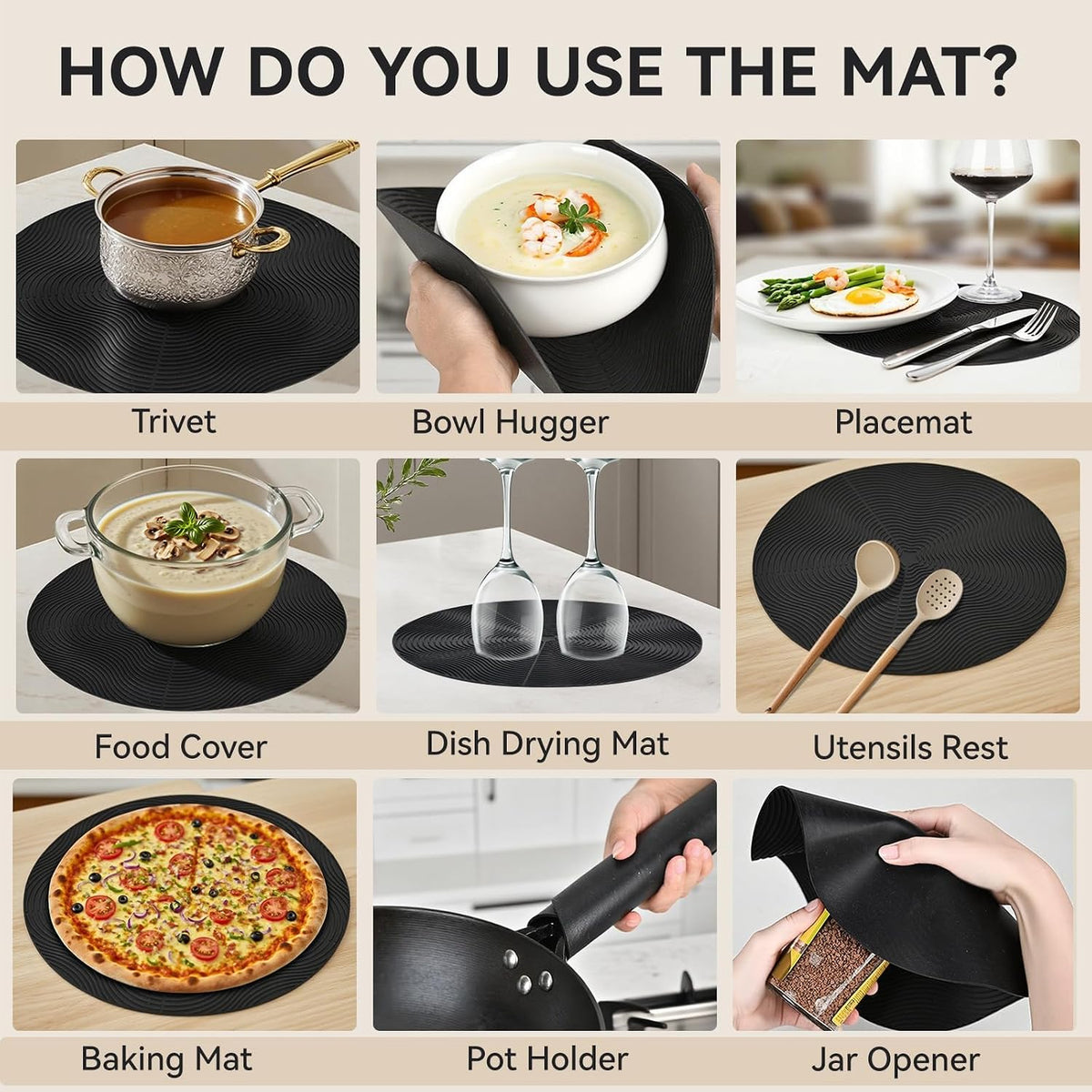Collapsible Microwave Splatter Cover, Black, 10.5 inch
