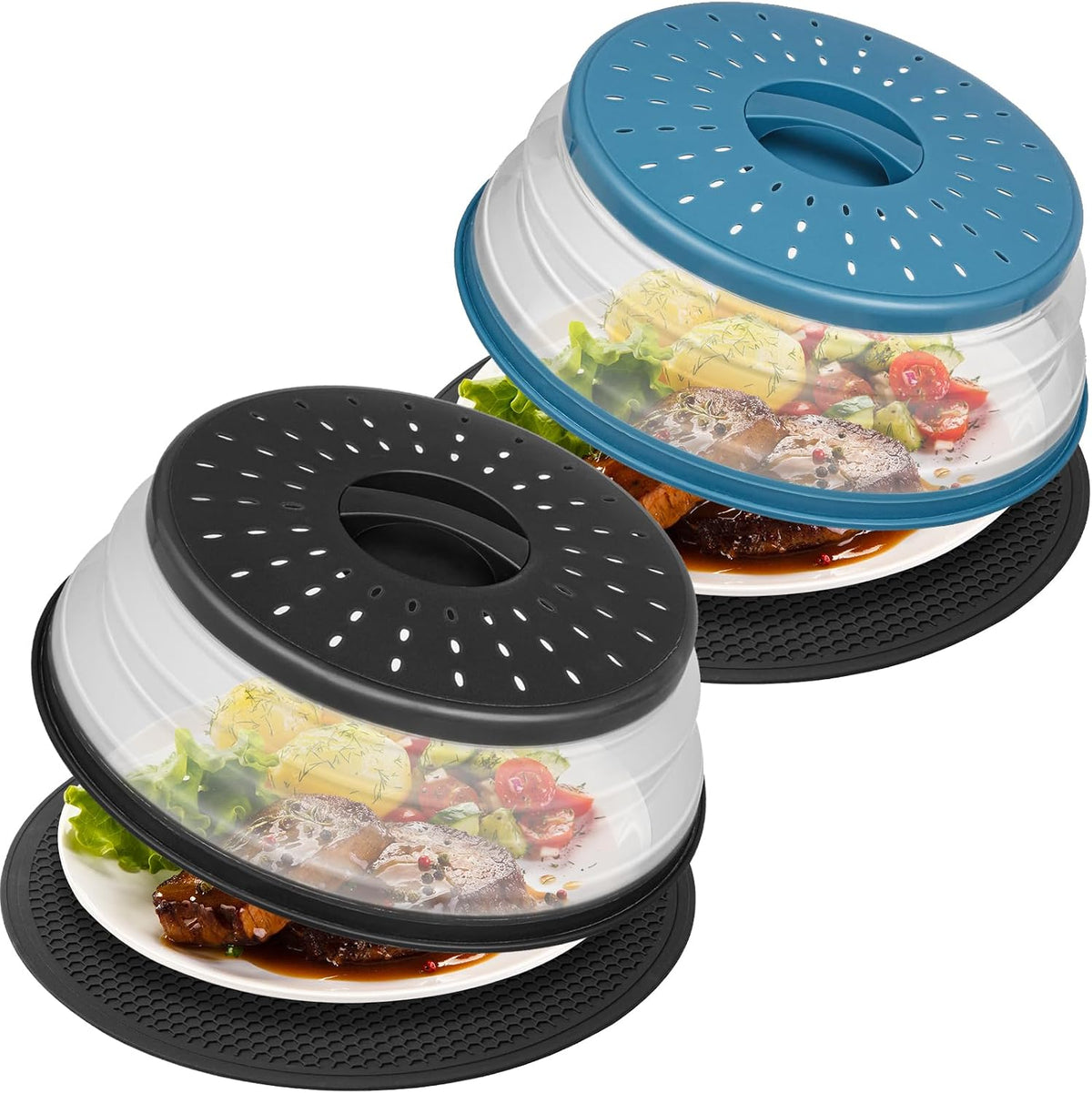 Collapsible Microwave Splatter Cover, Black, 10.5 inch