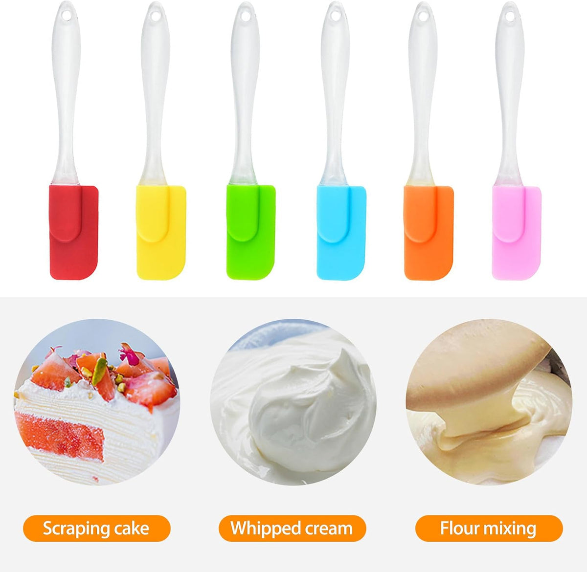 6 Piece Mini Silicone Spatula Set, Small Heat-Resistant Rubber Spatulas for Baking, Cooking, Mixing, Non-Stick Kitchen Tools for Cooking & Baking