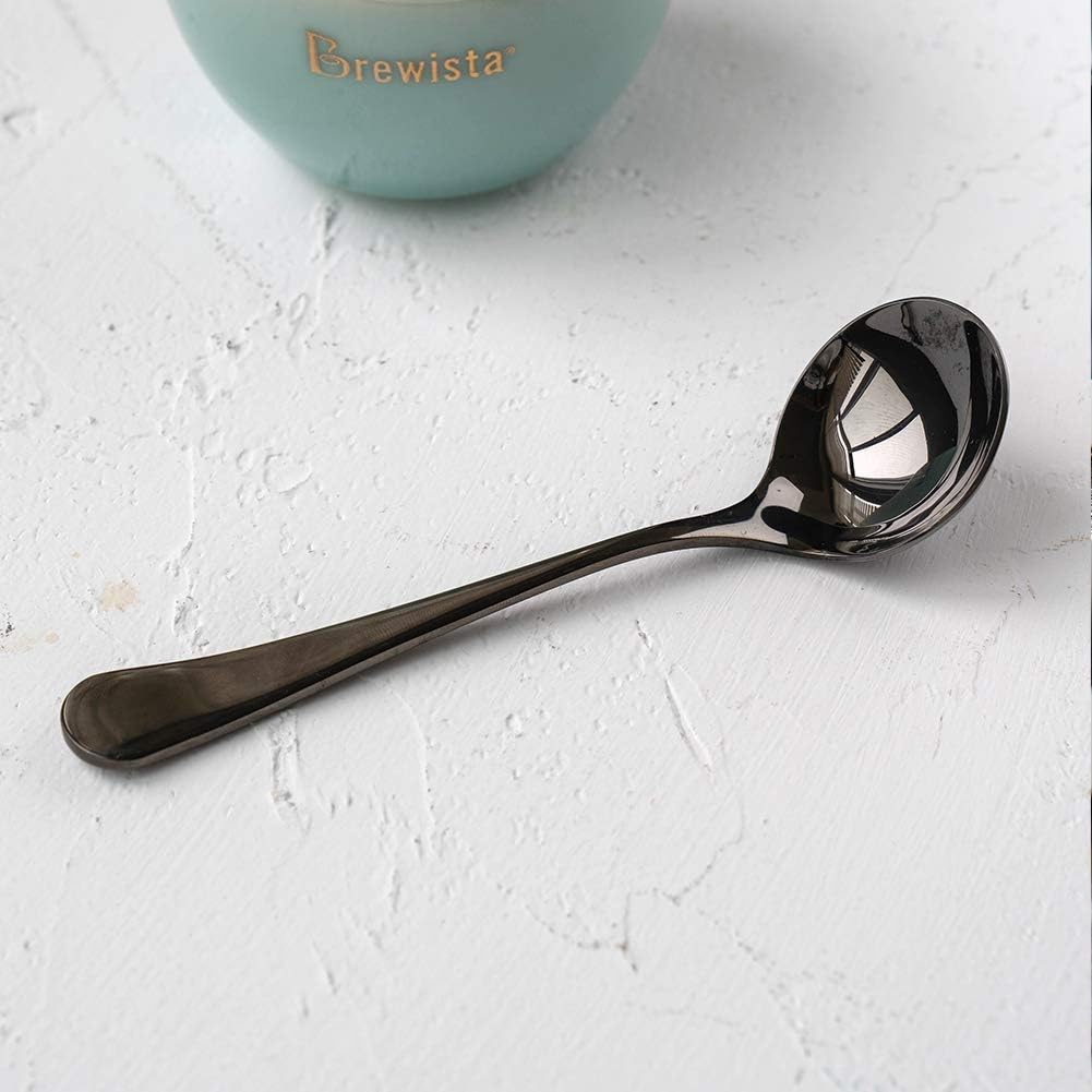 Professional Coffee Cupping Spoon, Stainless Steel, Black