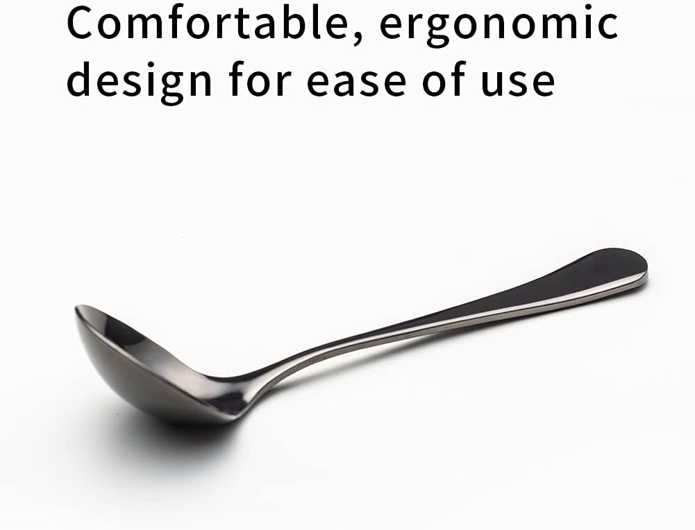 Professional Coffee Cupping Spoon, Stainless Steel, Black