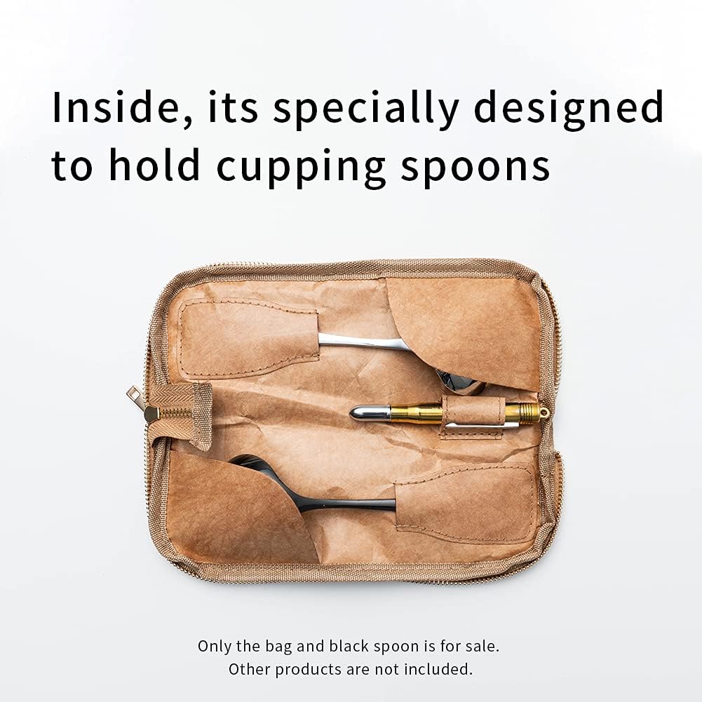Professional Coffee Cupping Spoon, Stainless Steel, Black