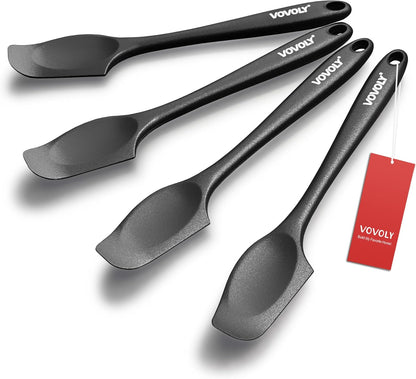 Silicone Mini Spatulas, Curved Small Spatula with Shallow Bowl for Kitchen, Seamless Jar Scraper for Cooking Baking, Wet Pet Food Spatula, 8.2 IN, 4 Pack，Assorted