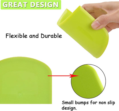 3 PCS Plastic Dough Scraper Bench Scraper, 4.7x3.7" Flexible Bowl Scraper, Food-Grade Dough Cutter, Non-Slip Food Scrappers for Bread, Cake, Cream, Fondant