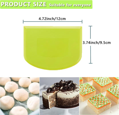 3 PCS Plastic Dough Scraper Bench Scraper, 4.7x3.7" Flexible Bowl Scraper, Food-Grade Dough Cutter, Non-Slip Food Scrappers for Bread, Cake, Cream, Fondant