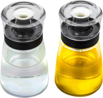 Outdoor Oil Dispenser Bottle for Camping, 160 ml/5.4 oz Glass Olive Oil and Vinegar Cruet, Leak-proof Well Sealed for Picnic Kitchen, 2 Pack