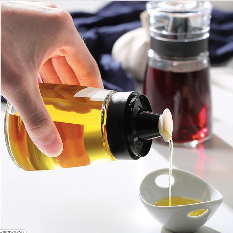 Outdoor Oil Dispenser Bottle for Camping, 160 ml/5.4 oz Glass Olive Oil and Vinegar Cruet, Leak-proof Well Sealed for Picnic Kitchen, 2 Pack