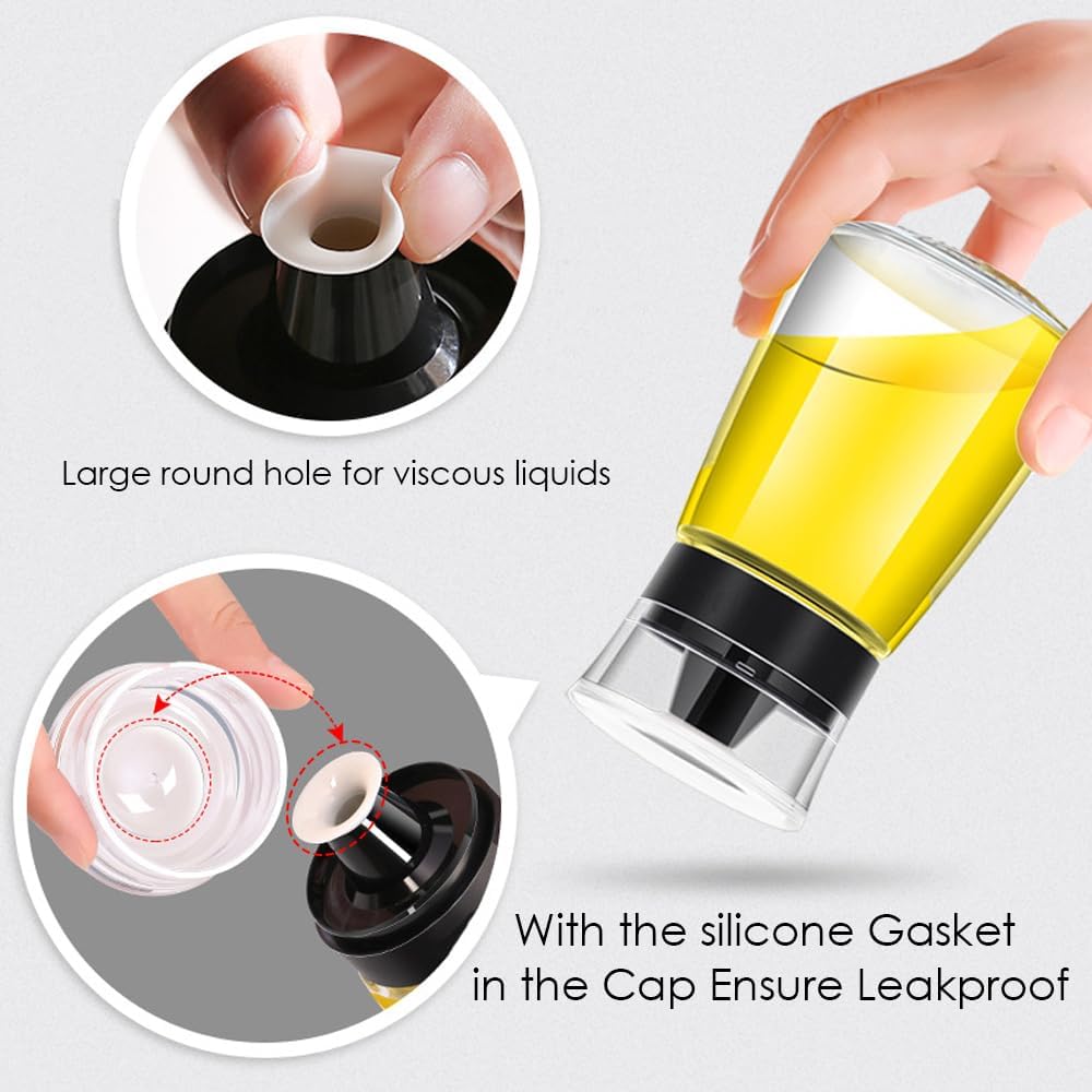 Outdoor Oil Dispenser Bottle for Camping, 160 ml/5.4 oz Glass Olive Oil and Vinegar Cruet, Leak-proof Well Sealed for Picnic Kitchen, 2 Pack
