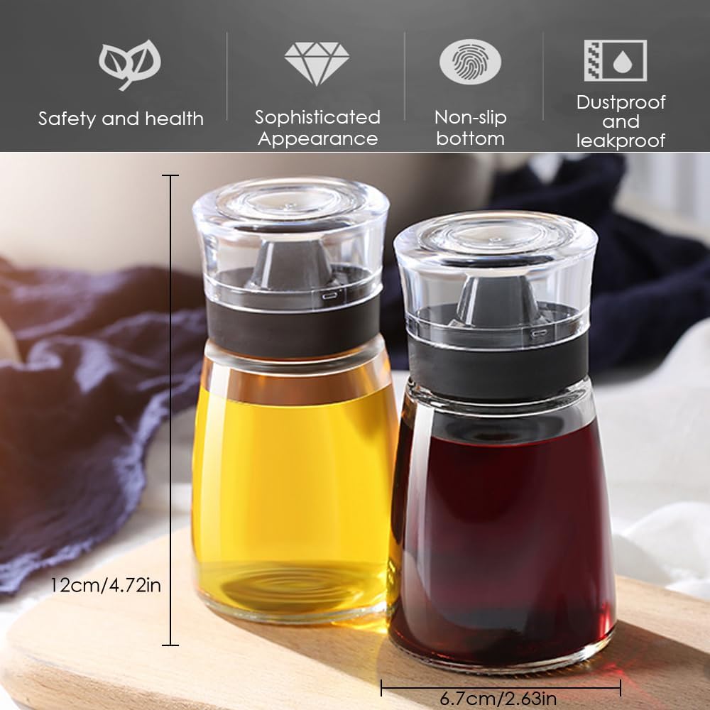 Outdoor Oil Dispenser Bottle for Camping, 160 ml/5.4 oz Glass Olive Oil and Vinegar Cruet, Leak-proof Well Sealed for Picnic Kitchen, 2 Pack