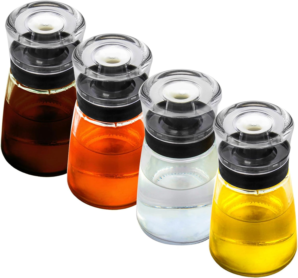 Outdoor Oil Dispenser Bottle for Camping, 160 ml/5.4 oz Glass Olive Oil and Vinegar Cruet, Leak-proof Well Sealed for Picnic Kitchen, 2 Pack