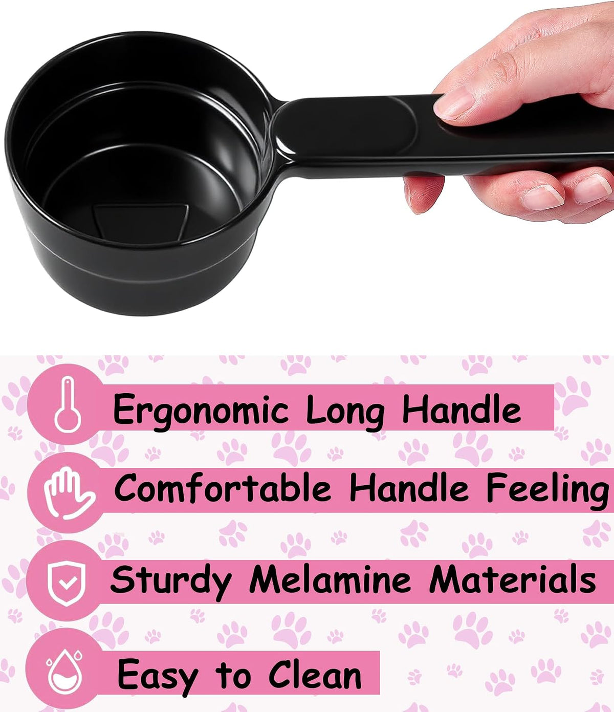 Dog Cat Food Scoop - Pet Food Scoop Dog Food Measuring Cup 1/2 1/4 Cup, Comfortable Long Handle for Easy to Scoop Food, Blue 1/2 Cup