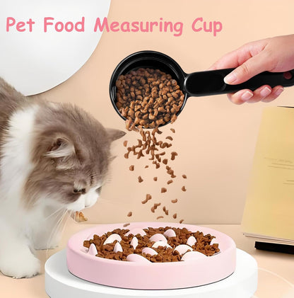 Dog Cat Food Scoop - Pet Food Scoop Dog Food Measuring Cup 1/2 1/4 Cup, Comfortable Long Handle for Easy to Scoop Food, Blue 1/2 Cup