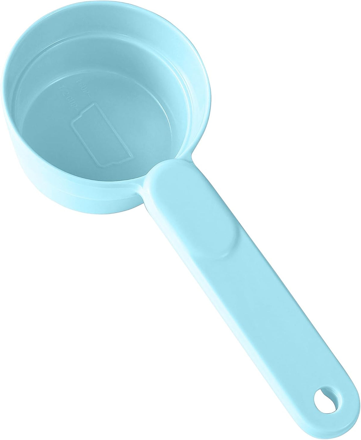 Dog Cat Food Scoop - Pet Food Scoop Dog Food Measuring Cup 1/2 1/4 Cup, Comfortable Long Handle for Easy to Scoop Food, Blue 1/2 Cup