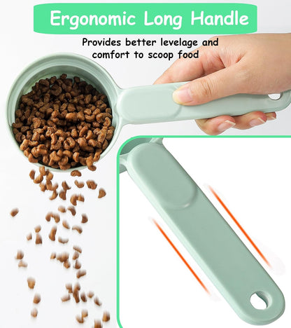 Dog Cat Food Scoop - Pet Food Scoop Dog Food Measuring Cup 1/2 1/4 Cup, Comfortable Long Handle for Easy to Scoop Food, Blue 1/2 Cup