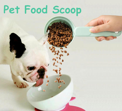 Dog Cat Food Scoop - Pet Food Scoop Dog Food Measuring Cup 1/2 1/4 Cup, Comfortable Long Handle for Easy to Scoop Food, Blue 1/2 Cup