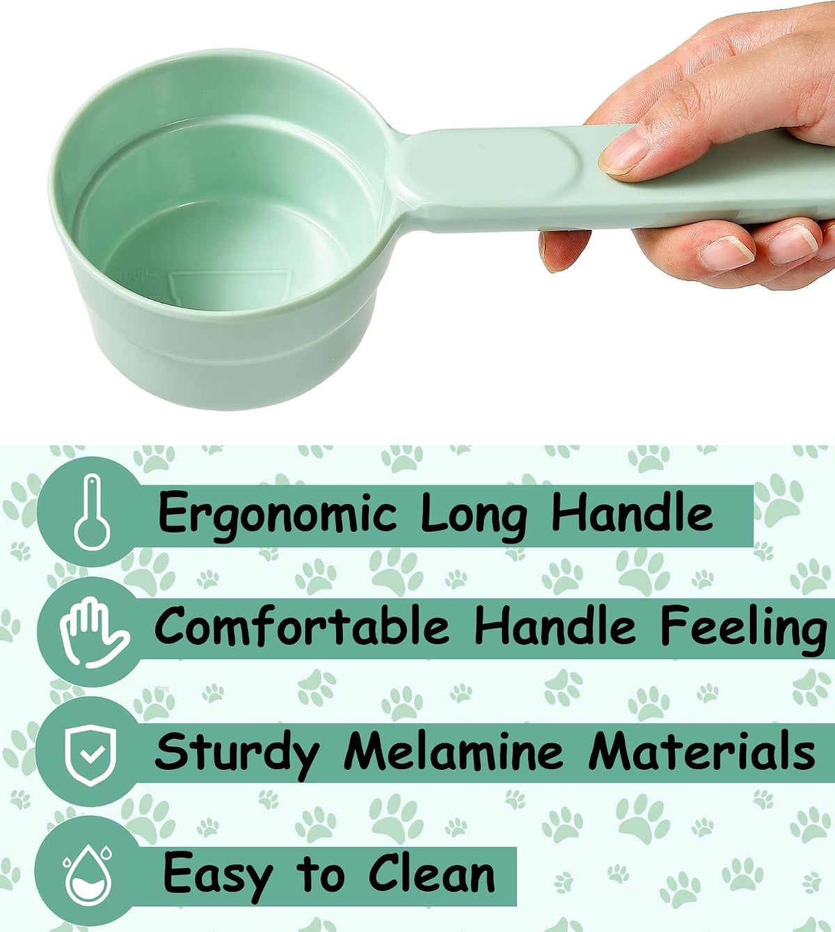 Dog Cat Food Scoop - Pet Food Scoop Dog Food Measuring Cup 1/2 1/4 Cup, Comfortable Long Handle for Easy to Scoop Food, Blue 1/2 Cup