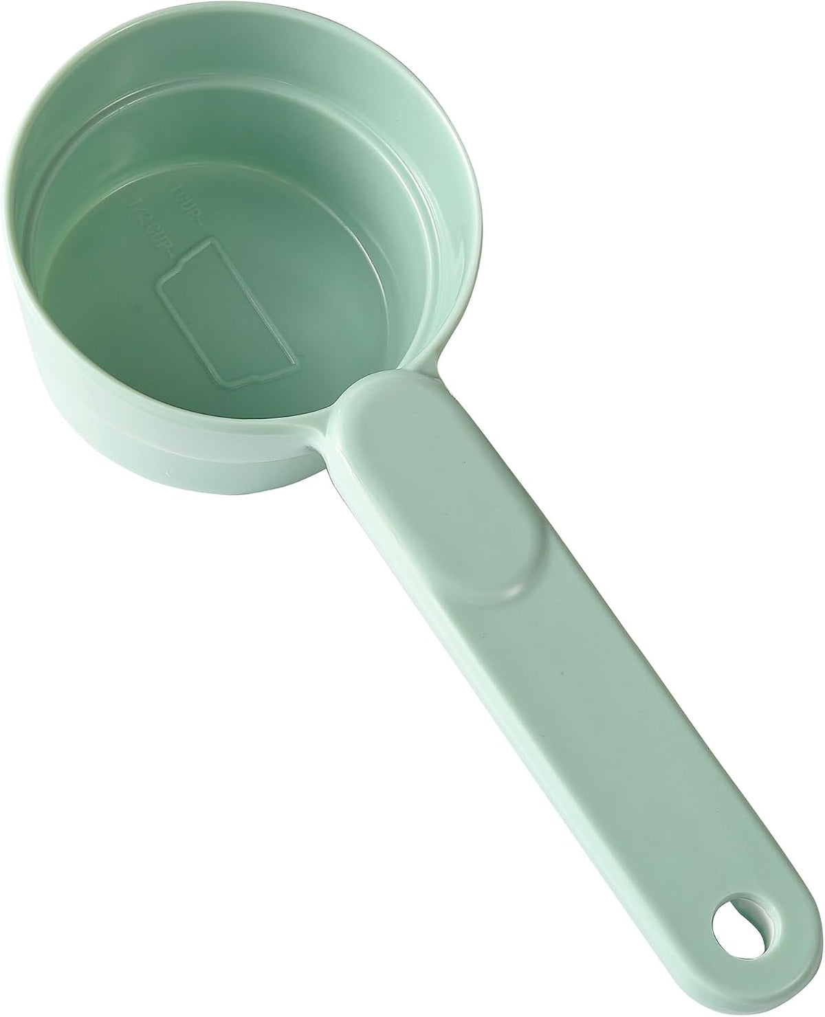 Dog Cat Food Scoop - Pet Food Scoop Dog Food Measuring Cup 1/2 1/4 Cup, Comfortable Long Handle for Easy to Scoop Food, Blue 1/2 Cup