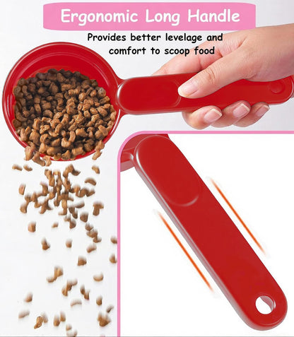 Dog Cat Food Scoop - Pet Food Scoop Dog Food Measuring Cup 1/2 1/4 Cup, Comfortable Long Handle for Easy to Scoop Food, Blue 1/2 Cup